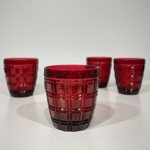 Mario Luca Giusti Winston Water Glass Ruby Red Acrylic Crystal Tumbler Set of 4